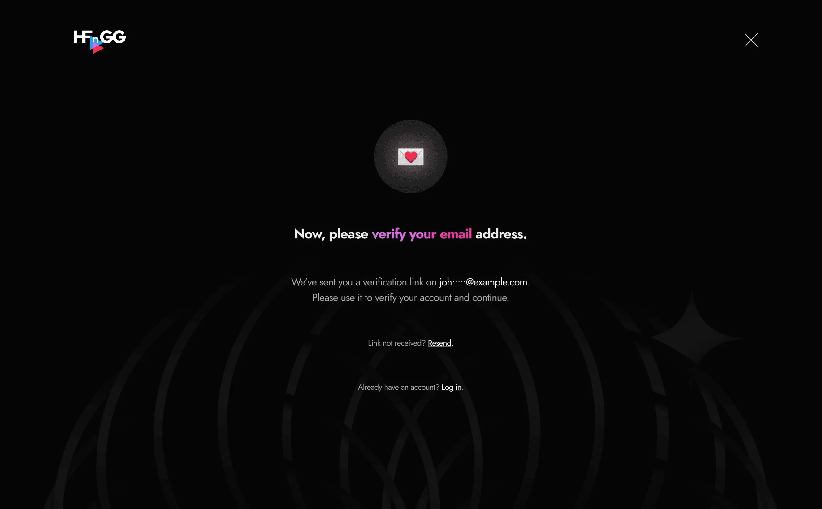 Email verification screen